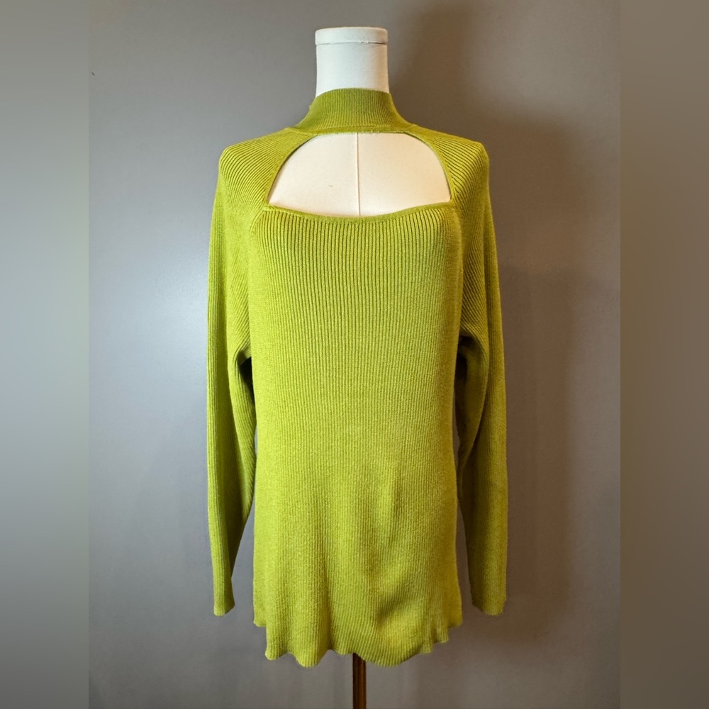 NWT! Ashley Stewart Green Cutout Mock Neck Sweater | Size 14/16 | Plus Size